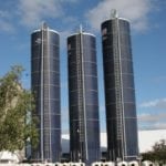 harvestore tanks with US Flag