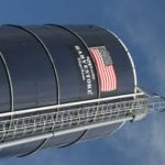 harvestore tank with US Flag