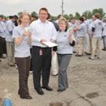 Crowd of Staff Celebrating Safety