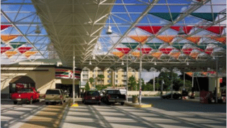 trusses over parking area