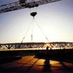 truss on crane during sunset