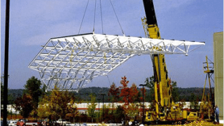 truss lifted by crane