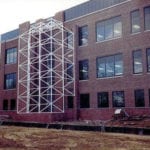 construction of glass front of building