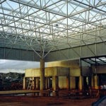 building covered entrance in construction