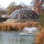 Dome with pond in front