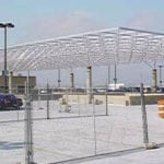 parking lot perspective of truss supports