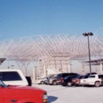 parking lot perspective of truss supports
