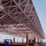 parking lot perspective of truss supports
