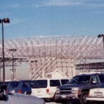parking lot perspective of truss supports