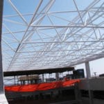 outside building with trusses