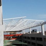 outside building with trusses
