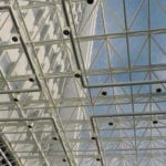 looking up through trusses and windows