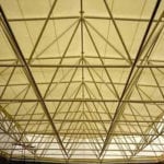 looking up at truss with covering