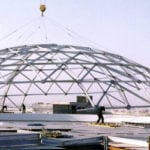 dome being placed by crane