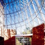 Glass structure part of building inside view