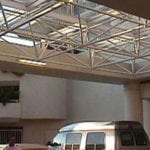 trusses over parked van