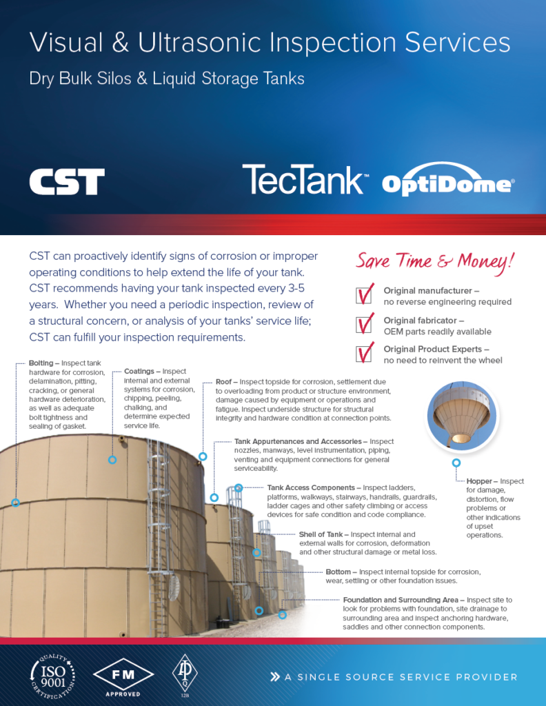 Visual and Ultrasonic Inspection Services - Dry Bulk Silos and Liquid Storage Tanks Thumb Nail